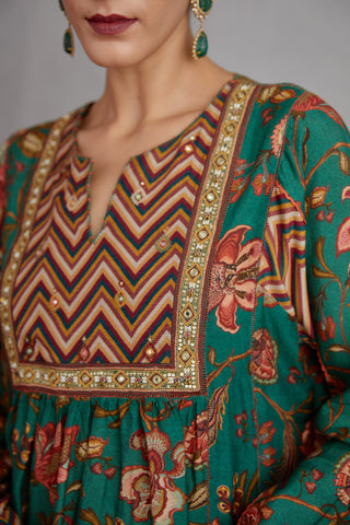 Torani-Bottle Green Sheesham Tara Kurta Set-INDIASPOPUP.COM