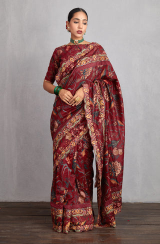 Torani-Garnet Red Sanobar Enakshi Saree-INDIASPOPUP.COM