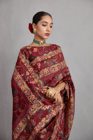 Torani-Garnet Red Sanobar Enakshi Saree-INDIASPOPUP.COM