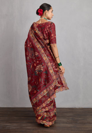 Torani-Garnet Red Sanobar Enakshi Saree-INDIASPOPUP.COM