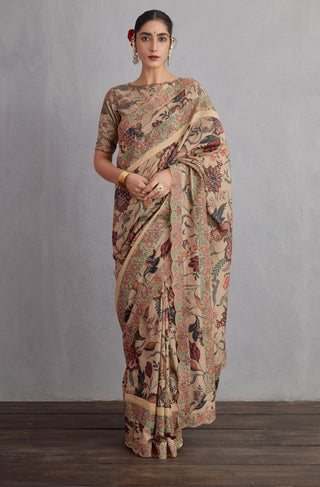 Torani-Natural Beige Chandan Chandani Saree-INDIASPOPUP.COM