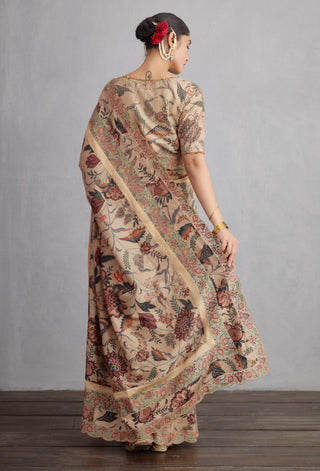 Torani-Natural Beige Chandan Chandani Saree-INDIASPOPUP.COM