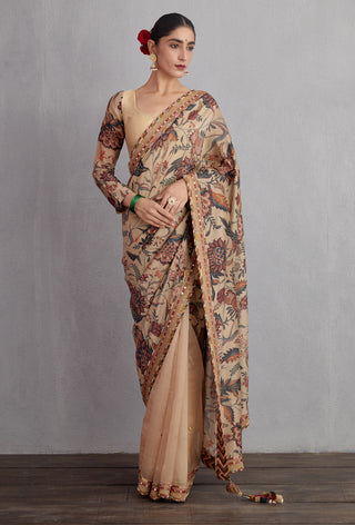 Torani-Natural Beige Chandan Revathi Saree-INDIASPOPUP.COM