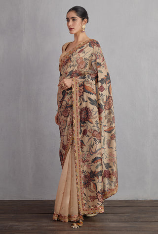 Torani-Natural Beige Chandan Revathi Saree-INDIASPOPUP.COM