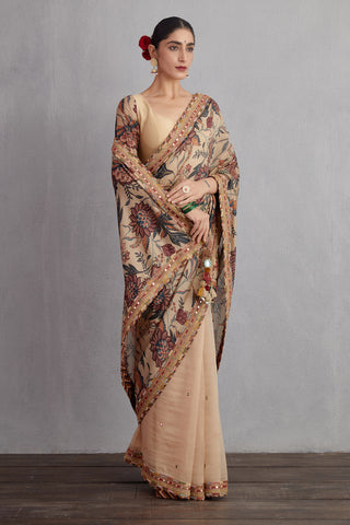 Torani-Natural Beige Chandan Revathi Saree-INDIASPOPUP.COM