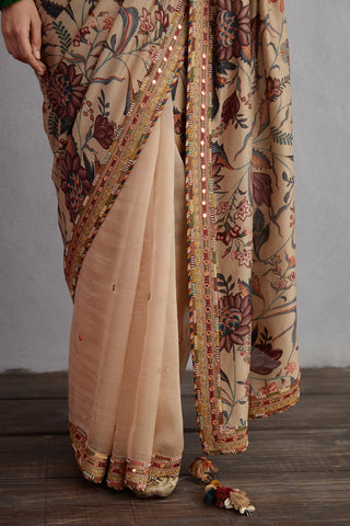 Torani-Natural Beige Chandan Revathi Saree-INDIASPOPUP.COM