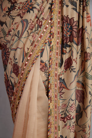 Torani-Natural Beige Chandan Revathi Saree-INDIASPOPUP.COM