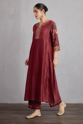 Torani-Garnet Red Sanobar Barkha Kurta Set-INDIASPOPUP.COM