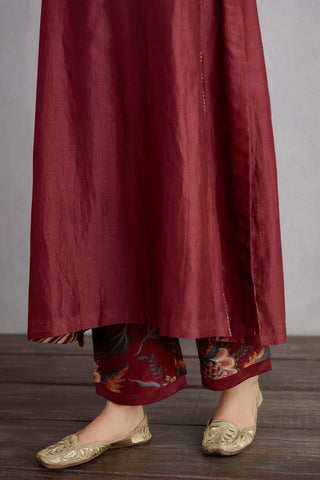 Torani-Garnet Red Sanobar Barkha Kurta Set-INDIASPOPUP.COM