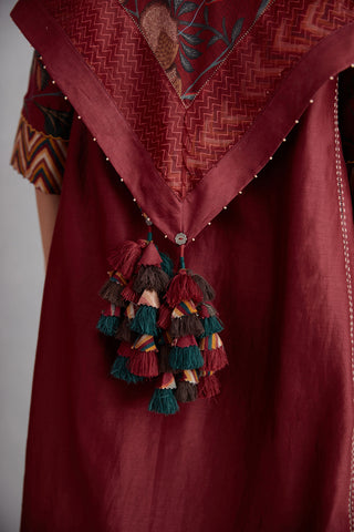 Torani-Garnet Red Sanobar Barkha Kurta Set-INDIASPOPUP.COM