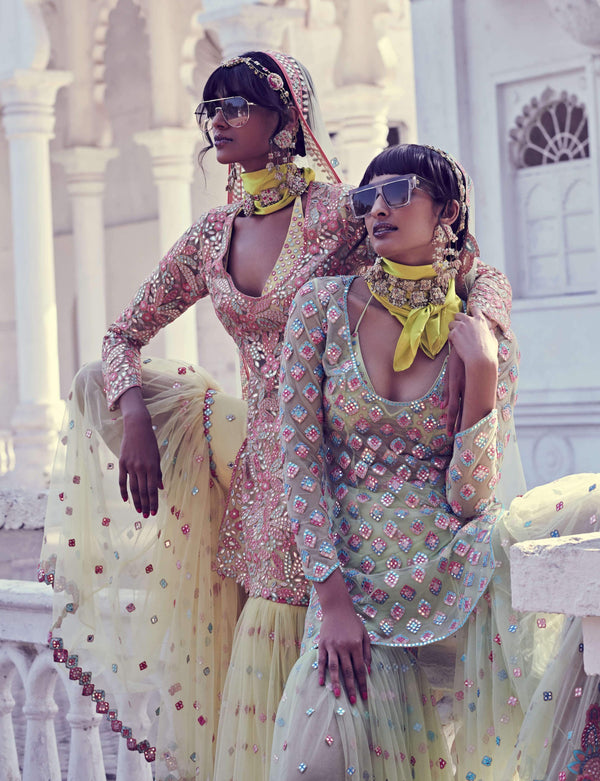 Tamanna Punjabi Kapoor-Yellow Embellished Sharara Set-INDIASPOPUP.COM