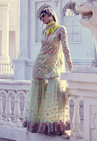 Tamanna Punjabi Kapoor-Green Embellished Sharara Set-INDIASPOPUP.COM