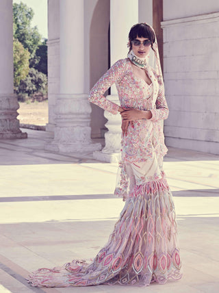 Tamanna Punjabi Kapoor-Ivory Mirror Embellished Jacket & Sharara Set-INDIASPOPUP.COM
