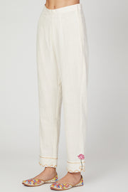 The Right Cut-White Lotus Short Kurta Pants Set-INDIASPOPUP.COM