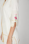 The Right Cut-White Lotus Short Kurta Pants Set-INDIASPOPUP.COM
