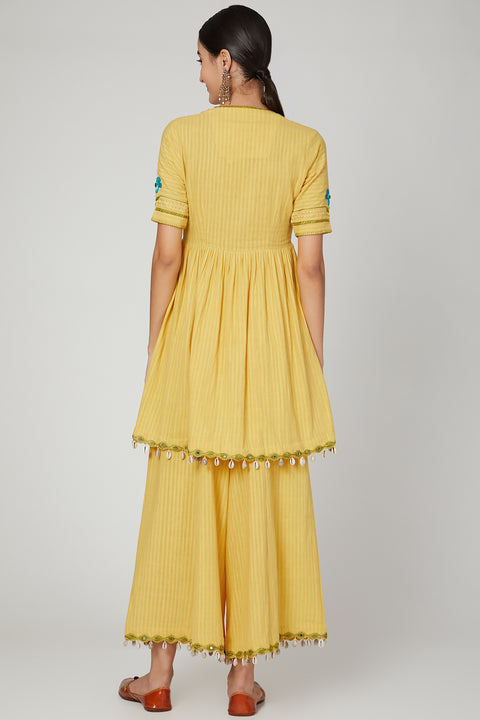 The Right Cut-Sunset Jasmine Kurta Palazzo Set-INDIASPOPUP.COM