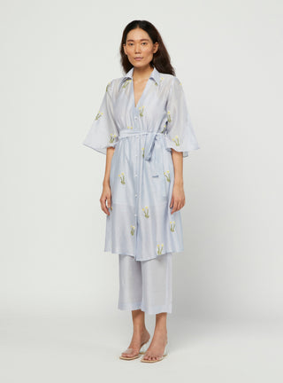 Meadow-Blue Embroidered Tunic Set-INDIASPOPUP.COM