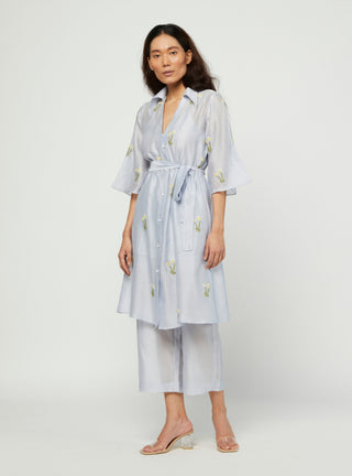 Meadow-Blue Embroidered Tunic Set-INDIASPOPUP.COM