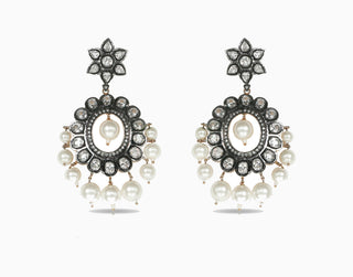 Tizora-Black Antique Polki Earrings-INDIASPOPUP.COM