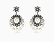 Tizora-Black Antique Polki Earrings-INDIASPOPUP.COM