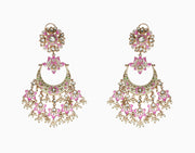 Tizora-Pink Bikaneri Meenakari Earrings-INDIASPOPUP.COM