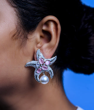 Tizora-Faux Diamond Starfish Earrings-INDIASPOPUP.COM