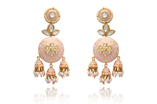 Tizora-Pink Enamelled Earrings-INDIASPOPUP.COM