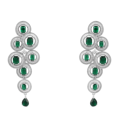 Tizora-Faux Green Diamond Earrings-INDIASPOPUP.COM