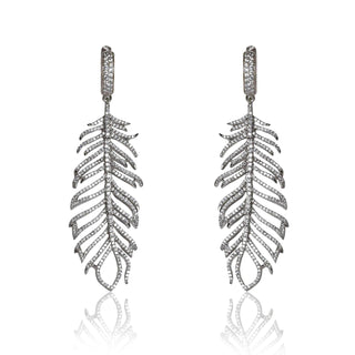 Tizora-Diamond Feather Earrings-INDIASPOPUP.COM