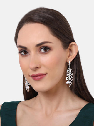 Tizora-Diamond Feather Earrings-INDIASPOPUP.COM