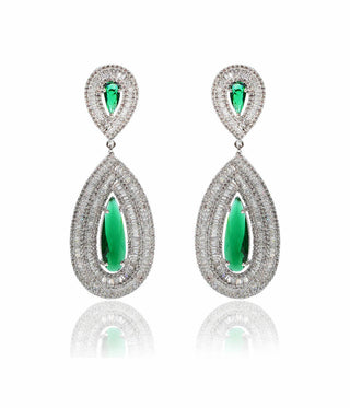 Tizora-Classic Baguette Green Earrings-INDIASPOPUP.COM