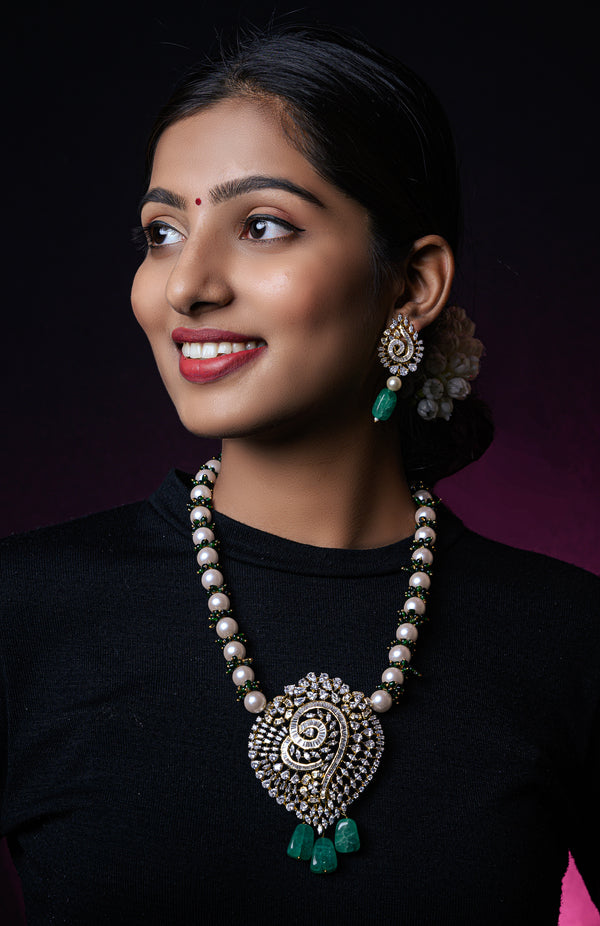 Royal Blue White Pearl Necklace Set - Elegant Style – Joules by Radhika