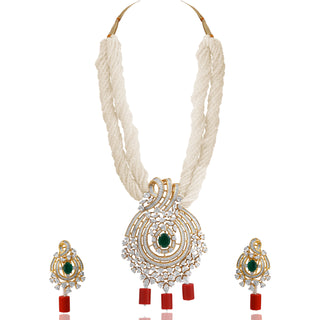 Tizora-Royal White Necklace Set-INDIASPOPUP.COM