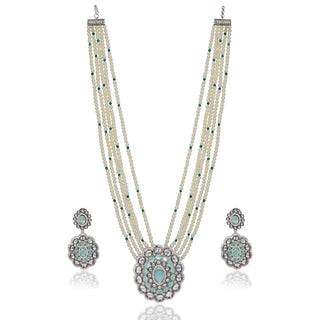 Tizora-Long Pearls Haar Necklace With Earring-INDIASPOPUP.COM