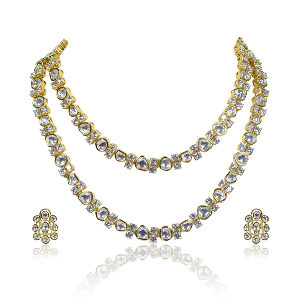 Buy The Triangle Polki Two Layered Necklace in Gold for Women Online @ Tata  CLiQ Luxury