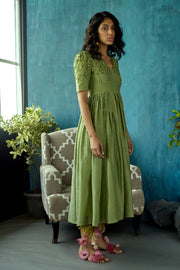The Right Cut-Green Curly Willow Dress-INDIASPOPUP.COM