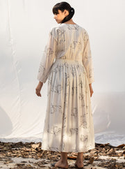 Khara Kapas-Ivory Midi Dress-INDIASPOPUP.COM