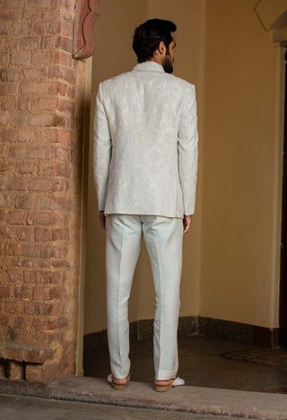 Nitika Gujral Men-Ivory Embroidered Short Jacket With Vest And Pant-INDIASPOPUP.COM