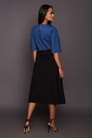 Deepika Arora-Black Blue Midi Length Dress-INDIASPOPUP.COM