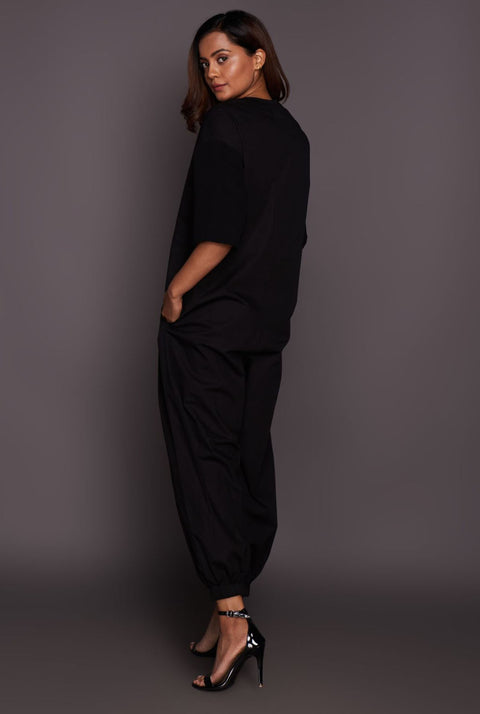 Deepika Arora-Relaxed Fit Jumpsuit With Belt-INDIASPOPUP.COM