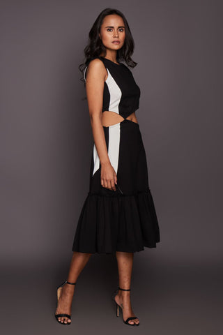 Deepika Arora-Black White Panel Dress-INDIASPOPUP.COM