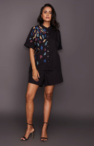 Deepika Arora-Black Box Fit Shirt With Shorts-INDIASPOPUP.COM