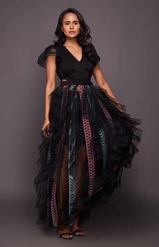 Deepika Arora-Black Ruffled Dress-INDIASPOPUP.COM