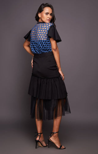 Deepika Arora-Black Crop Top With Ruffled Skirt-INDIASPOPUP.COM