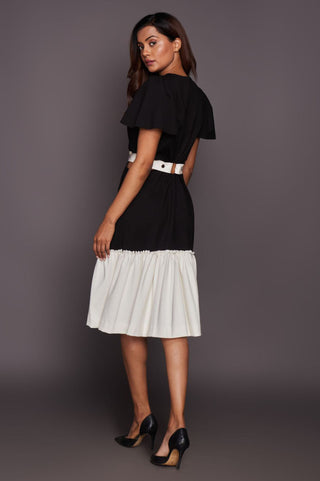 Deepika Arora-Black White Side Cutout Dress-INDIASPOPUP.COM