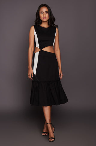 Deepika Arora-Black White Panel Dress-INDIASPOPUP.COM