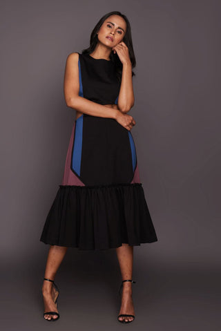 Deepika Arora-Black Color Block Dress-INDIASPOPUP.COM
