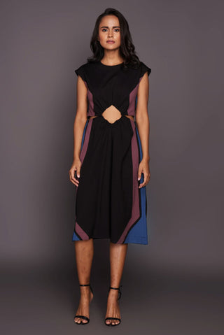 Deepika Arora-Black Straight Cutout Dress-INDIASPOPUP.COM