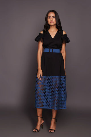 Deepika Arora-Black Cold Shoulder Dress-INDIASPOPUP.COM