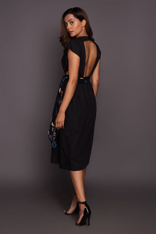 Deepika Arora-Black Backless Dress With Belt-INDIASPOPUP.COM
